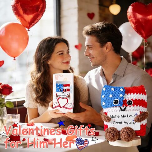 Valentines Gifts for Him Her Positive Flag Crochet Anniversary Love Gifts for Men Women Couples Husband Wife Cute Stuff Funny Small Romantic Birthday Gift US Flag Home Office Decor Olympic Decorations in Saudi Arabia