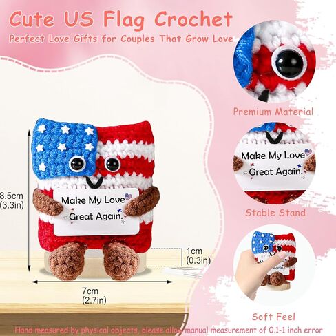 Valentines Gifts for Him Her Positive Flag Crochet Anniversary Love Gifts for Men Women Couples Husband Wife Cute Stuff Funny Small Romantic Birthday Gift US Flag Home Office Decor Olympic Decorations in Saudi Arabia