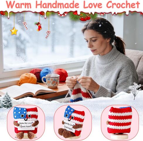 Valentines Gifts for Him Her Positive Flag Crochet Anniversary Love Gifts for Men Women Couples Husband Wife Cute Stuff Funny Small Romantic Birthday Gift US Flag Home Office Decor Olympic Decorations in Saudi Arabia