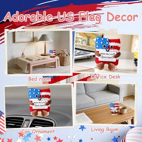 Valentines Gifts for Him Her Positive Flag Crochet Anniversary Love Gifts for Men Women Couples Husband Wife Cute Stuff Funny Small Romantic Birthday Gift US Flag Home Office Decor Olympic Decorations in Saudi Arabia
