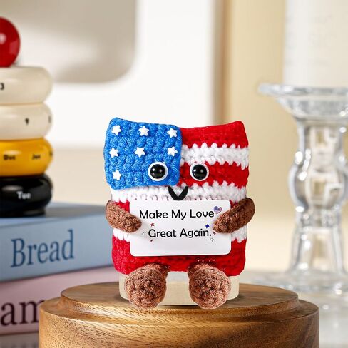 Valentines Gifts for Him Her Positive Flag Crochet Anniversary Love Gifts for Men Women Couples Husband Wife Cute Stuff Funny Small Romantic Birthday Gift US Flag Home Office Decor Olympic Decorations in Saudi Arabia