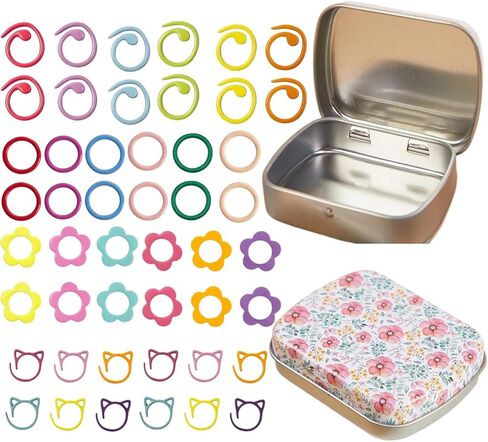48Pcs Cat Stitch Markers Round Metal Stitch Markers Flower Stitch Markers Spiral Knitting Stitch Markers for Crocheting with Storage Box in Saudi Arabia