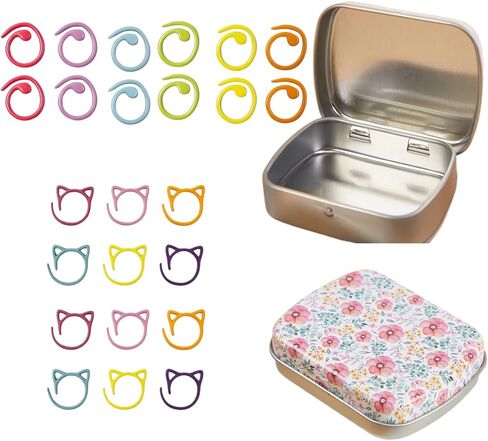 48Pcs Cat Stitch Markers Round Metal Stitch Markers Flower Stitch Markers Spiral Knitting Stitch Markers for Crocheting with Storage Box in Saudi Arabia
