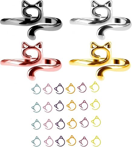 Crochet Ring Tension Rings for Crocheting Cute Cat Stitch Markers Colorful Crochet Stitch Marker Yarn Control Ring with Storage Box in Saudi Arabia