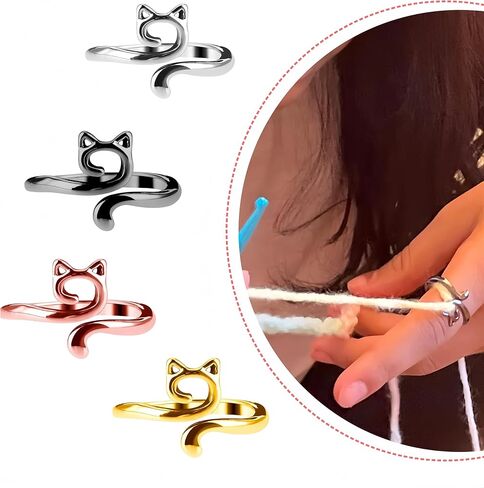 Crochet Ring Tension Rings for Crocheting Cute Cat Stitch Markers Colorful Crochet Stitch Marker Yarn Control Ring with Storage Box in Saudi Arabia