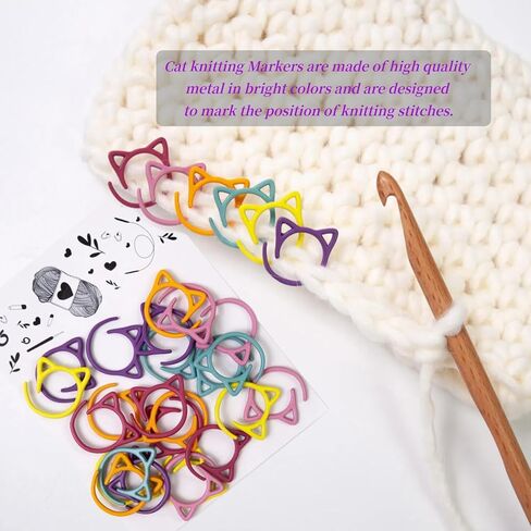 Crochet Ring Tension Rings for Crocheting Cute Cat Stitch Markers Colorful Crochet Stitch Marker Yarn Control Ring with Storage Box in Saudi Arabia