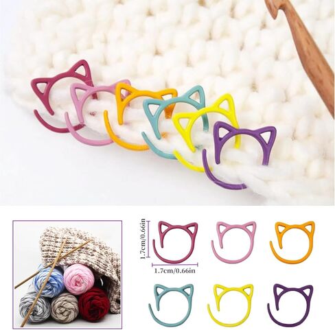 Crochet Ring Tension Rings for Crocheting Cute Cat Stitch Markers Colorful Crochet Stitch Marker Yarn Control Ring with Storage Box in Saudi Arabia