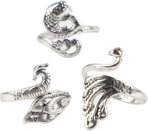 Adjustable Knitting Loop Ring, Brass Crochet Yarn Guide, Peacock Design, Crafts, 3Pcs, for Knitting and Crocheting in Saudi Arabia