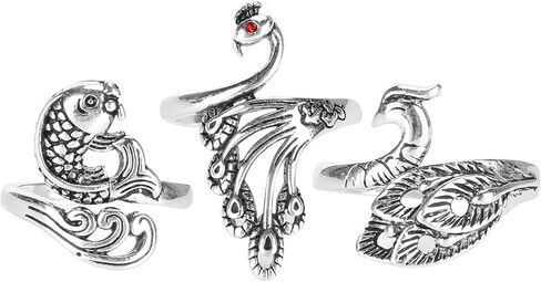 Adjustable Knitting Loop Ring, Brass Crochet Yarn Guide, Peacock Design, Crafts, 3Pcs, for Knitting and Crocheting in Saudi Arabia