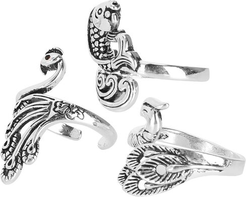 Adjustable Knitting Loop Ring, Brass Crochet Yarn Guide, Peacock Design, Crafts, 3Pcs, for Knitting and Crocheting in Saudi Arabia