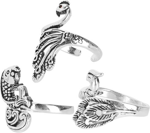 Adjustable Knitting Loop Ring, Brass Crochet Yarn Guide, Peacock Design, Crafts, 3Pcs, for Knitting and Crocheting in Saudi Arabia
