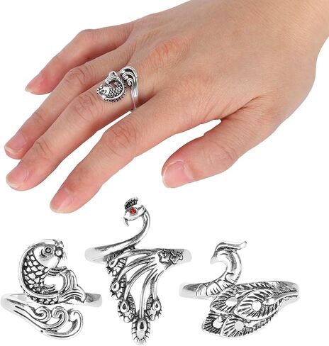 Adjustable Knitting Loop Ring, Brass Crochet Yarn Guide, Peacock Design, Crafts, 3Pcs, for Knitting and Crocheting in Saudi Arabia
