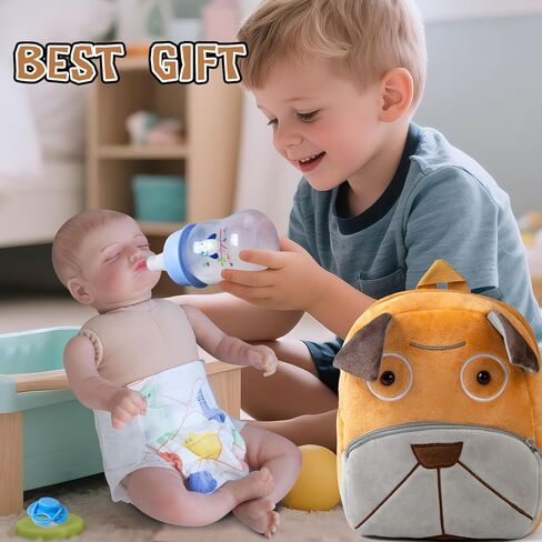 10 Pcs Reborn Baby Doll Diaper Bag Care and Feeding Set with Puppy Backpack Diapers Pacifier Bottle Comb for 17-24 inches Reborn Dolls Accessories Newborn Baby in Saudi Arabia