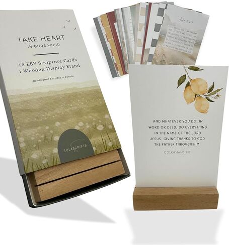 Take Heart ESV Scripture Cards Set, 52 Cards with Wooden Display Stand, Christian Inspirational Decor in Saudi Arabia