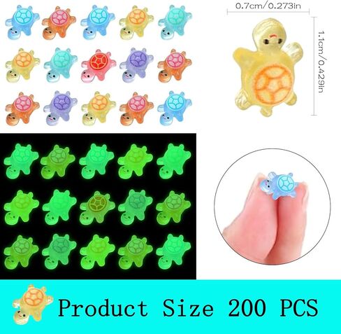 Mini Figures, 200 Pcs Mini Tiny Sea Resin Turtles Small Luminous Animals Figurines Miniature Plastic Ocean to Hide Glow in The Dark for Fairy Garden Micro Landscaping Home Decor Crafts in Saudi Arabia