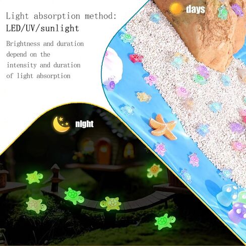 Mini Figures, 200 Pcs Mini Tiny Sea Resin Turtles Small Luminous Animals Figurines Miniature Plastic Ocean to Hide Glow in The Dark for Fairy Garden Micro Landscaping Home Decor Crafts in Saudi Arabia