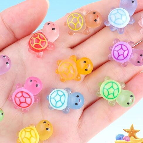 Mini Figures, 200 Pcs Mini Tiny Sea Resin Turtles Small Luminous Animals Figurines Miniature Plastic Ocean to Hide Glow in The Dark for Fairy Garden Micro Landscaping Home Decor Crafts in Saudi Arabia