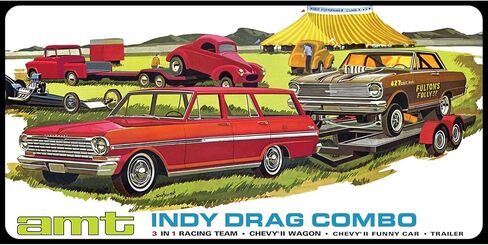 AMT Skill 2 Model Kit Drag Combo II Wagon and Funny Car with Trailer 3 in 1 Set 1/25 Scale Model AMT1520 in Saudi Arabia