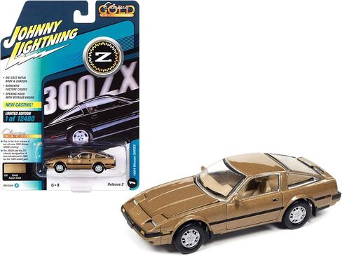 1984 Nissan 300ZX Aspen Gold Metallic with Black Stripes Classic Gold Collection Series Limited Edition to 12480 Pieces Worldwide 1/64 Diecast Model Car by Johnny Lightning in Saudi Arabia