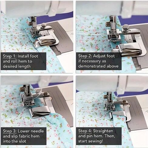 6pcs Hemming Foot Set Rolled Hem Presser Feet Compatible with Singer Brother Janome Sewing Machines in Saudi Arabia