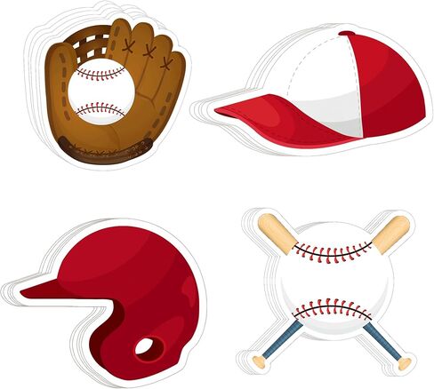Baseball Cutouts for Bulletin Board 60 Pcs Baseball Paper Cutouts Sport Ball Cut Outs 4.7 Inch Bulletin Board Baseball Shape DIY Paper Cuts Gloves Hat Ball Cut Outs for Sports Theme Birthday Party in Saudi Arabia