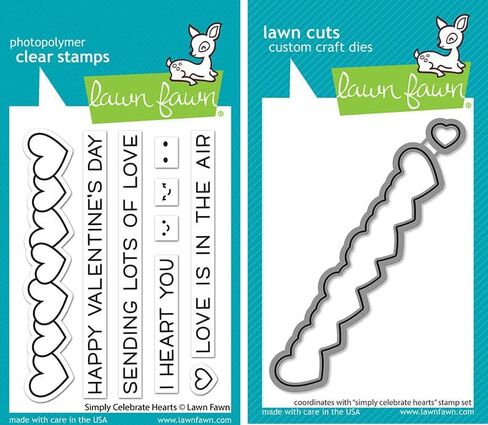 Lawn Fawn - احتفال بسيط بالقلوب - مجموعة طوابع وقوالب - حزمة مكونة من قطعتين in Saudi Arabia