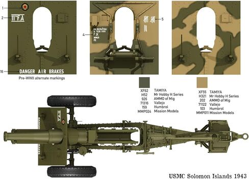 Das Velk USCDW35023 1/35 مشاة البحرية الأمريكية M1918 6.1 بوصة (155 ملم) نموذج هاوتزر بلاستيكي مصبوب اللون in Kuwait