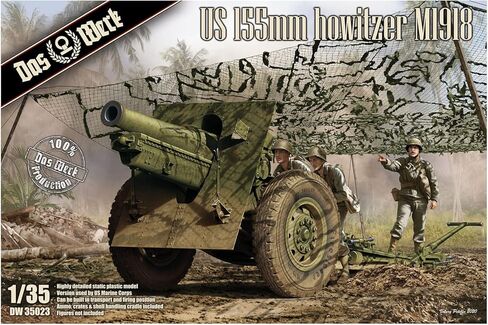 Das Velk USCDW35023 1/35 مشاة البحرية الأمريكية M1918 6.1 بوصة (155 ملم) نموذج هاوتزر بلاستيكي مصبوب اللون in Kuwait