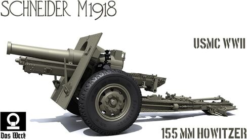 Das Velk USCDW35023 1/35 مشاة البحرية الأمريكية M1918 6.1 بوصة (155 ملم) نموذج هاوتزر بلاستيكي مصبوب اللون in Kuwait