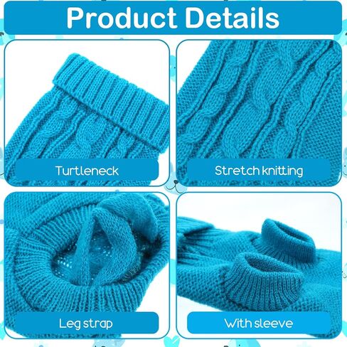 2Pcs Dog Sweater XS Dog Clothes for Small Dogs, Warm Turtleneck Knitted Chihuahua Clothe Sleeveless Kitten Clothes Puppy Sweater for Small Dogs Girl Yorkie Outfit Custume(Blue, White) in Saudi Arabia