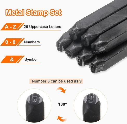 HARFINGTON 36pcs 40Cr Alloy Steel Stamps Set 5/32" (4mm) A-Z / 0-8 / "&" Symbol Number Letter Punch Press Tool Steel Reverse Punch Stamp with Wood Case for Plastic Wood Leather in Saudi Arabia
