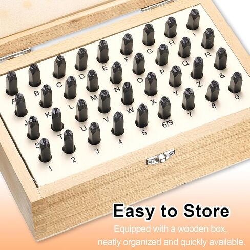 HARFINGTON 36pcs 40Cr Alloy Steel Stamps Set 5/32" (4mm) A-Z / 0-8 / "&" Symbol Number Letter Punch Press Tool Steel Reverse Punch Stamp with Wood Case for Plastic Wood Leather in Saudi Arabia