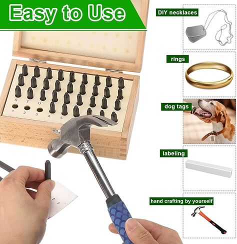 HARFINGTON 36pcs 40Cr Alloy Steel Stamps Set 5/32" (4mm) A-Z / 0-8 / "&" Symbol Number Letter Punch Press Tool Steel Reverse Punch Stamp with Wood Case for Plastic Wood Leather in Saudi Arabia