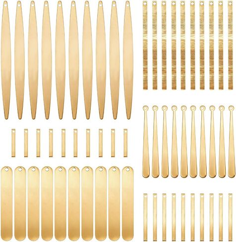 SUPERFINDINGS 60Pcs Brass Stamping Tag Charms Horizontal Pendant Name Plate Brass Bar 6 Style Stamping Blank Tags Bar Rectangle Tag Blank Name Plate Pendants for DIY Bracelet Necklace Jewelry Making in Saudi Arabia