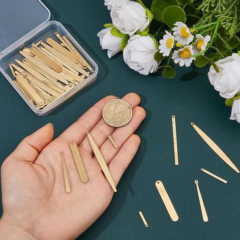 SUPERFINDINGS 60Pcs Brass Stamping Tag Charms Horizontal Pendant Name Plate Brass Bar 6 Style Stamping Blank Tags Bar Rectangle Tag Blank Name Plate Pendants for DIY Bracelet Necklace Jewelry Making in Saudi Arabia
