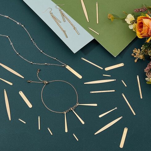 SUPERFINDINGS 60Pcs Brass Stamping Tag Charms Horizontal Pendant Name Plate Brass Bar 6 Style Stamping Blank Tags Bar Rectangle Tag Blank Name Plate Pendants for DIY Bracelet Necklace Jewelry Making in Saudi Arabia