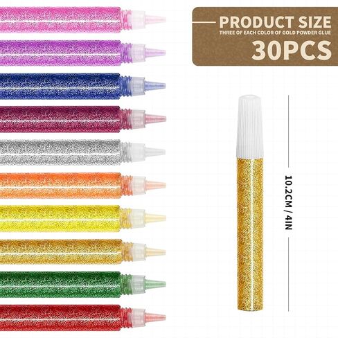 30 قطعة أقلام غراء لامعة، 10 ألوان غراء لامع، أقلام طلاء لامعة DIY، سكرابوكينغ اللوحة، لوازم تزيين البطاقات in Kuwait