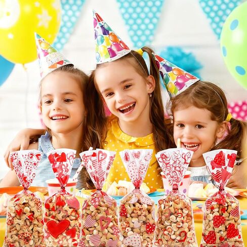 CCINEE 180pcs Valentine'S Day Cellophane Bags Bulk, Clear Valentines Day Treat Goodies Bags for Kids Cookie Candy Snacks Gifts Bag with Ties for Holiday Classroom School Party Favors in Saudi Arabia