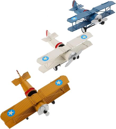 STOBAZA Vintage Metal Aircraft Model Ornament 6.5In Retro Airplane Decor for Home Office Desktop Display Kids Toy Collectible in Saudi Arabia