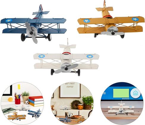 STOBAZA Vintage Metal Aircraft Model Ornament 6.5In Retro Airplane Decor for Home Office Desktop Display Kids Toy Collectible in Saudi Arabia