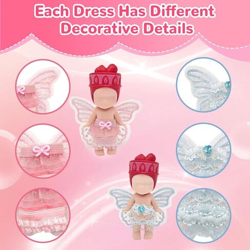 4Pcs Doll Clothes Compatible with Angel, Wing Tulle Skirt for 3 Inch Collectible Dolls Sweet Angel Accessories Display with Skirts and Tops for Adult Collectors Decoration（Pink Yellow Green Blue） in Saudi Arabia