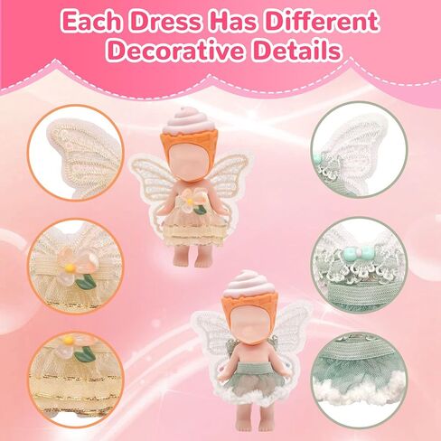 4Pcs Doll Clothes Compatible with Angel, Wing Tulle Skirt for 3 Inch Collectible Dolls Sweet Angel Accessories Display with Skirts and Tops for Adult Collectors Decoration（Pink Yellow Green Blue） in Saudi Arabia