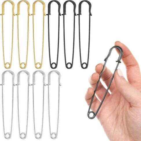 10 PCS Large Safety Pins Heavy Duty Safety Pins 3 Colors 4 Inches Extra Sturdy Pin for Fashion Sewing Quilting Blankets Upholstery Laundry Outdoor Craft Cloth Curtain Brooch Making in Saudi Arabia