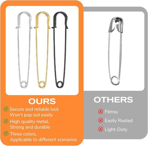 10 PCS Large Safety Pins Heavy Duty Safety Pins 3 Colors 4 Inches Extra Sturdy Pin for Fashion Sewing Quilting Blankets Upholstery Laundry Outdoor Craft Cloth Curtain Brooch Making in Saudi Arabia