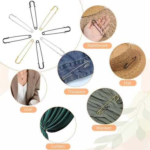 10 PCS Large Safety Pins Heavy Duty Safety Pins 3 Colors 4 Inches Extra Sturdy Pin for Fashion Sewing Quilting Blankets Upholstery Laundry Outdoor Craft Cloth Curtain Brooch Making in Saudi Arabia