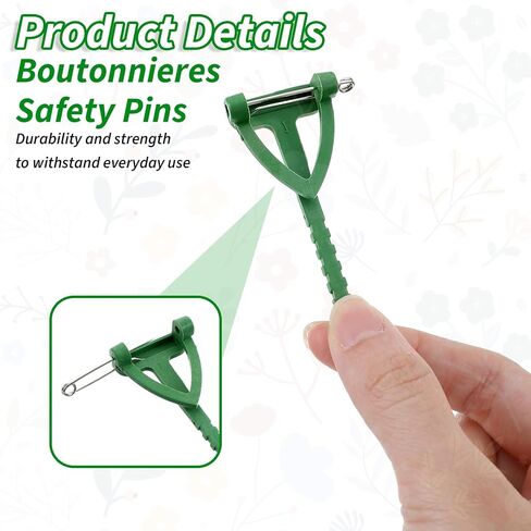 20 Pcs Boutonnieres Safety Pins, Buttonhole Flowers Pins Safety Pin Plastic Triangle Corsage Pin Buttonhole T Shape Holder Floral Brooches Holder Clips Making Supplies for Wedding Bride Groom DIY in Saudi Arabia