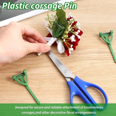 20 Pcs Boutonnieres Safety Pins, Buttonhole Flowers Pins Safety Pin Plastic Triangle Corsage Pin Buttonhole T Shape Holder Floral Brooches Holder Clips Making Supplies for Wedding Bride Groom DIY in Saudi Arabia