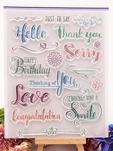 Happy Birthday Colorful Words Clear Stamp Silicone Stamp Cards with Sentiments, Letters Clear Rubber Seal Stamps for Holiday Card Making Decoration and DIY Scrapbooking Album DIY Crafts in Saudi Arabia