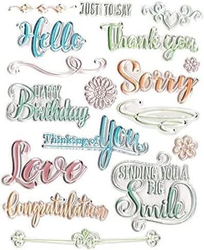 Happy Birthday Colorful Words Clear Stamp Silicone Stamp Cards with Sentiments, Letters Clear Rubber Seal Stamps for Holiday Card Making Decoration and DIY Scrapbooking Album DIY Crafts in Saudi Arabia