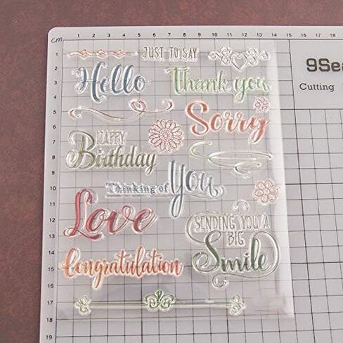 Happy Birthday Colorful Words Clear Stamp Silicone Stamp Cards with Sentiments, Letters Clear Rubber Seal Stamps for Holiday Card Making Decoration and DIY Scrapbooking Album DIY Crafts in Saudi Arabia